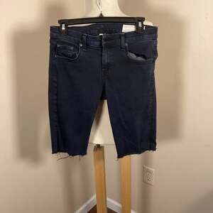 rag & bone / JEAN Size 26 Blue Black Raw Hem Cut-off Denim Bermuda Shorts